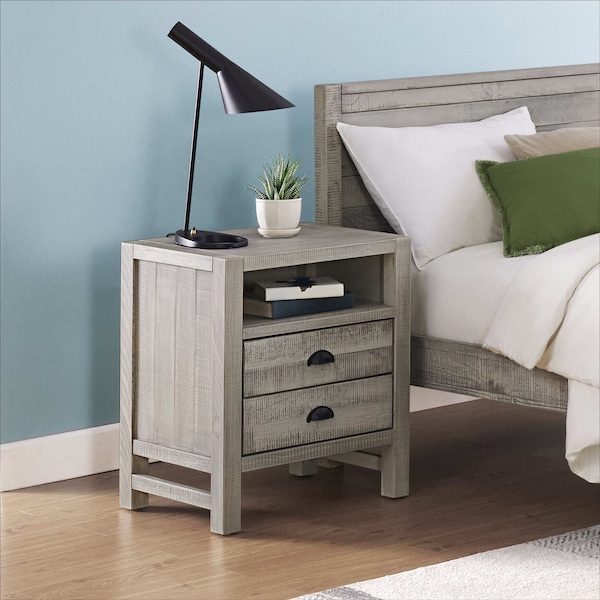 Alaterre Furniture Windsor 2-Drawer Wood Nightstand, Driftwood Gray ANWI0132 - main